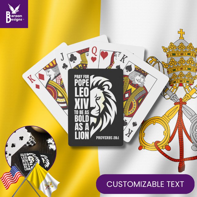 POPE LEO XIV Pray Bold Lejon kristen katolsk Casinokort (Celebrate the new pope w/ these PRAY FOR POPE LEO XIV cards w/ CUSTOM TEXT. Great Catholics gift)