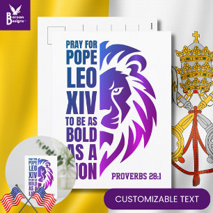 POPE LEO XIV Pray Bold Lejon kristen katolsk Helg Vykort