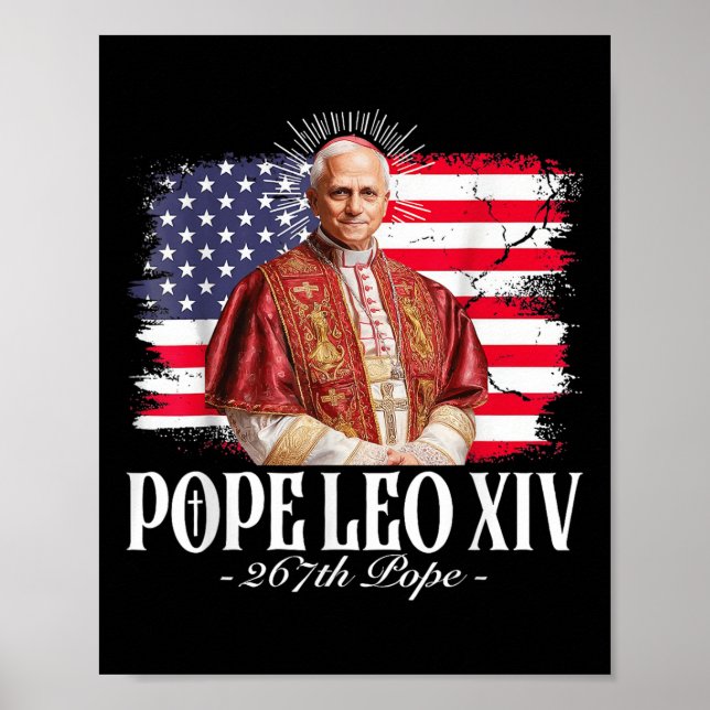 Pope Leo Xiv Robert American Flagga Poster (Framsidan)