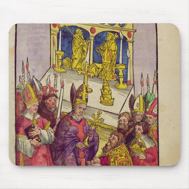 Pope Martin V ger Sigismund den symboliska gåvan Musmatta (Framsidan)