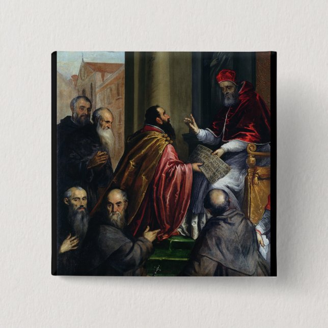 Pope Paul dropp som räcker över en lagar Knapp (Framsida)