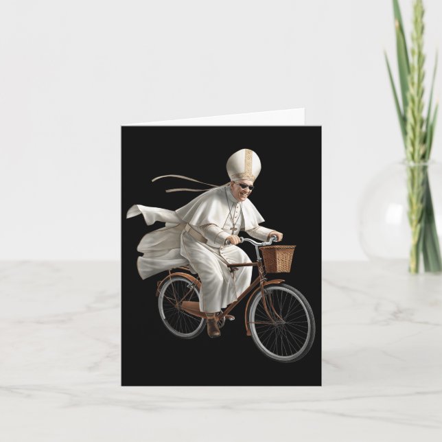 Pope Riding Bike Bicycle Catholic Church Bible Scr Kort (Framsida)