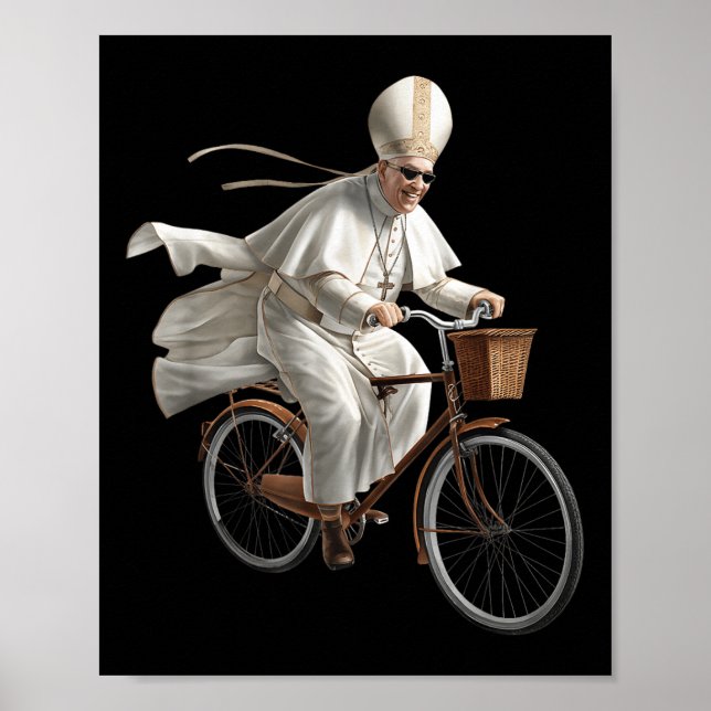 Pope Riding Bike Bicycle Catholic Church Bible Scr Poster (Framsidan)
