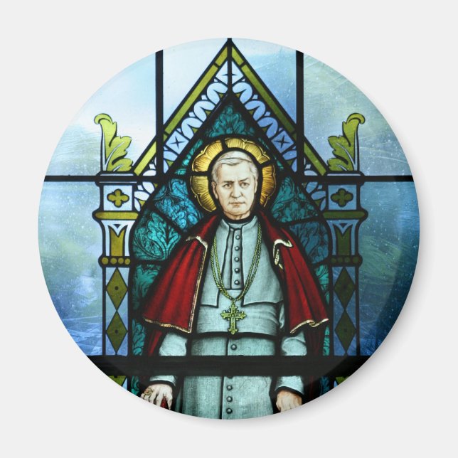 Pope Saint Pius X Glass Art Magnet (Framsidan)