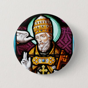 Pope Sanktt Gregory den stor- målat glass Knapp