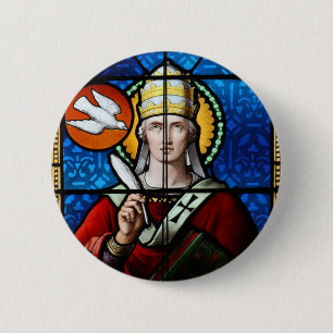 Pope Sanktt Gregory den stor- målat glass Knapp