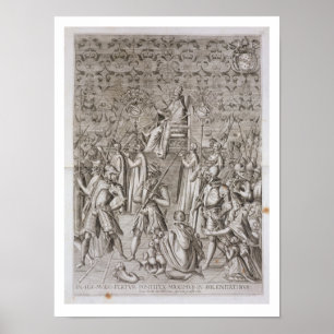 Pope Sixtus V (1521-90) bärs till ceremonin Poster