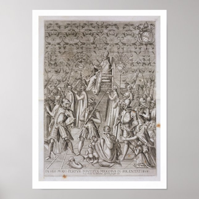 Pope Sixtus V (1521-90) transporteras till Ceremon Poster (Framsidan)