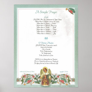 POPE=ST. FRANCIS ENMPLE PRAYER för Peace PRAYER Poster