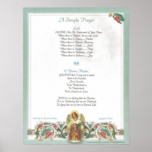 POPE=ST. FRANCIS ENMPLE PRAYER för Peace PRAYER Poster (Framsidan)