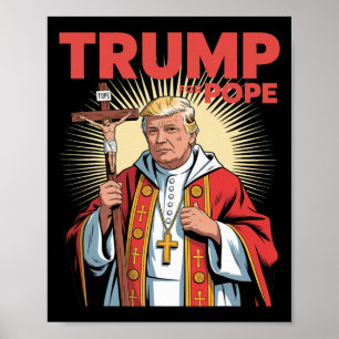 Pope Trump Trump Trump Vatican Christian Retro Chu Poster