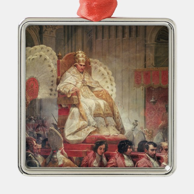 Pope VIII i St Peter på Sediaen Gestatoria Julgransprydnad Metall (Framsidan)