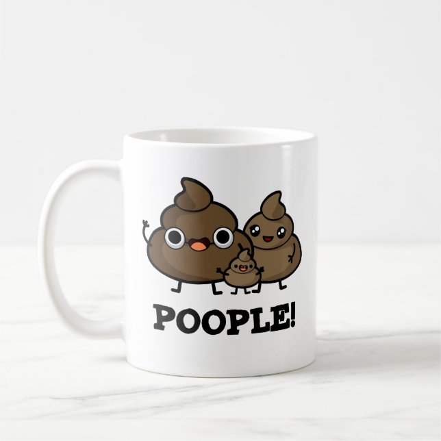 Popeople Funny Poop People Pun Kaffemugg (Vänster)