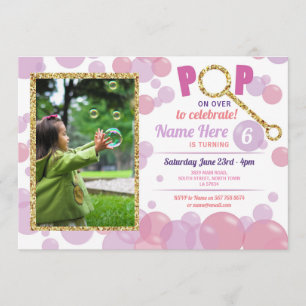 POPET bubblar för fotoglitter för den lila Inbjudningar