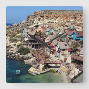 Popeye-byn Malta Fyrkantig Klocka