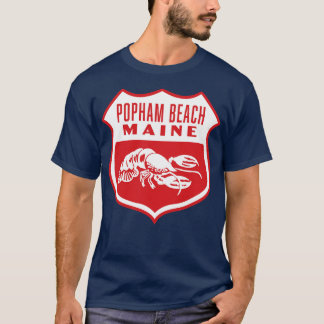 Popham Beach Maine Retro Shield White T Shirt