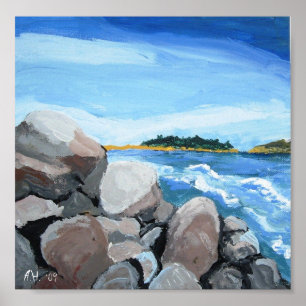 Popham Beach sten skriver ut, A.H. "09 Poster
