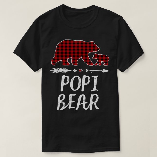 Popi Bear Christmas Pajama Red Plaid Buffalo Famil T Shirt (Design framsida)