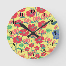 Popies Garden Gult Wall Clock Rund Klocka