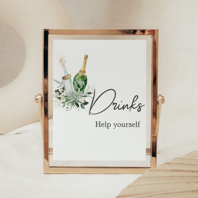 Popin'Flaskor Baby Shower Drinks Poster (Poppin' Baby Bottles Baby Shower Drinks Sign)