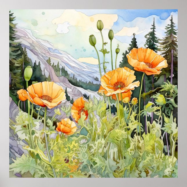 Popiumodling, Blommigt Square Poster (Framsidan)