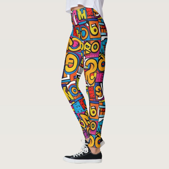 Popkonst abstrakt geometrisk mönster 28 leggings (Vänster)