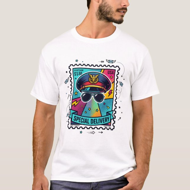 Popkonst Brevbärare Stämpel T Shirt (Framsida)