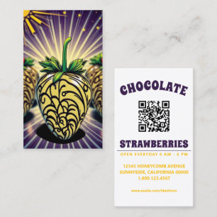 popkonst choklad jordgubbe med qr-kod visitkort
