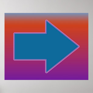 Popkonst en pil till de högra blåtten över röt poster