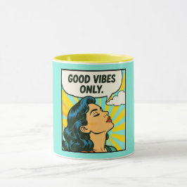 Popkonst ”Endast bra vibrationer” Mugg