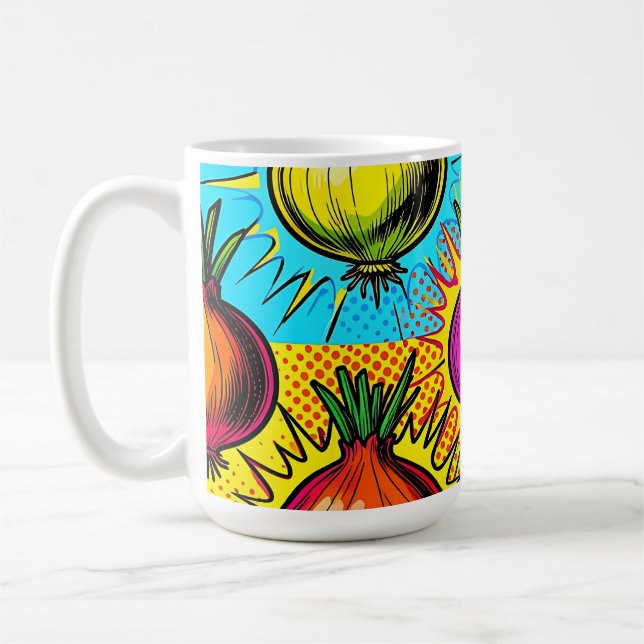 Popkonst Färgglada Lök Kaffemugg (Vänster)