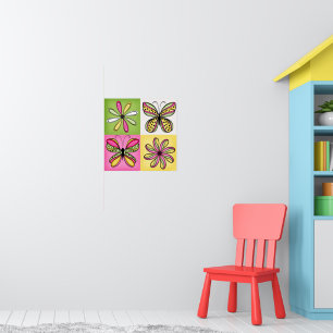 Popkonst Fjärilar och Blommor Poster