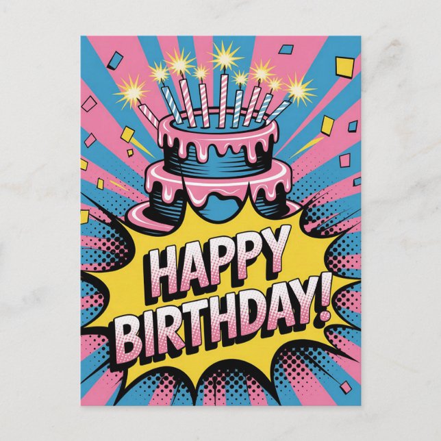 Popkonst Glad födelsedagstårta  Vykort (Framsida)