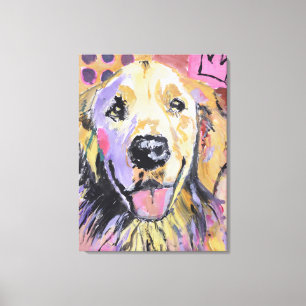 Popkonst Guldig Retriever Krona Expressionist Canvastryck