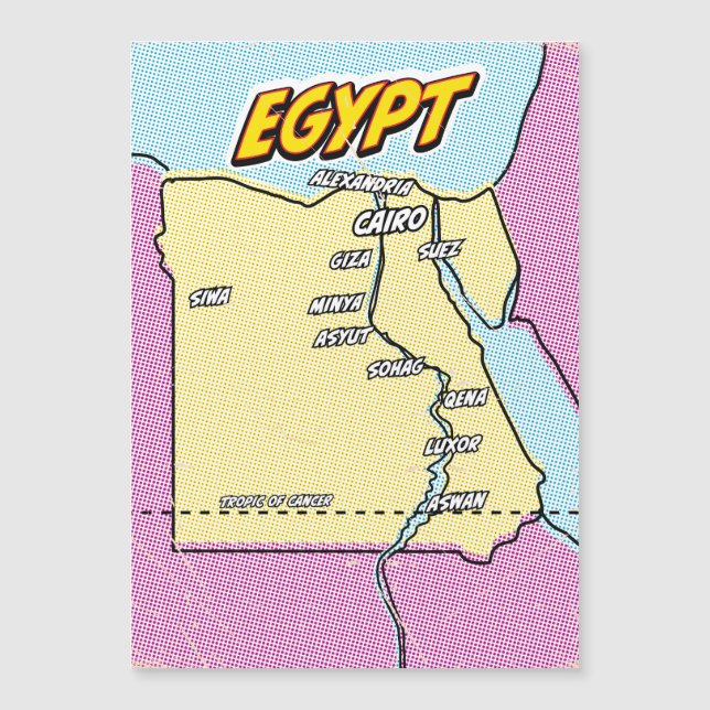 Popkonst illustrerad Egypten karta (Framsida)