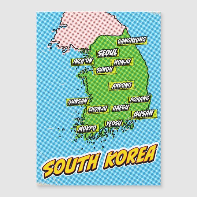 Popkonst Illustrerad Sydkorea karta (Framsida)