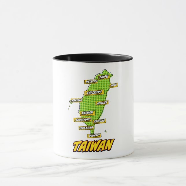 Popkonst Illustrerad Taiwan karta Mugg (Center)