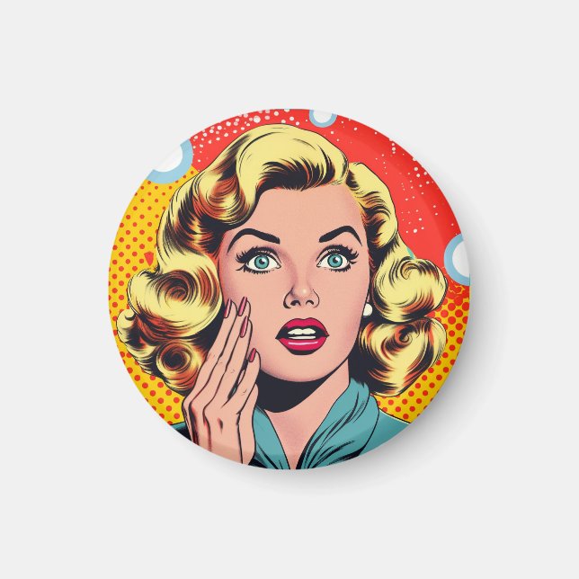 Popkonst inspirerad magnet, rolig märke magnet (Framsidan)