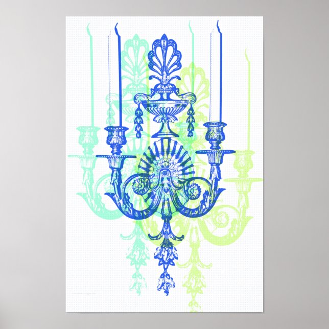 Popkonst ljusstake Vintage stil Art Print Poster (Framsidan)