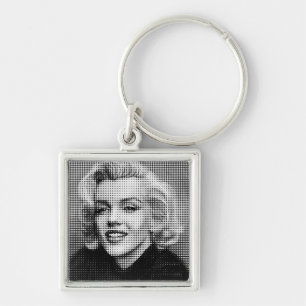 Popkonst Marilyn Fyrkantig Silverfärgad Nyckelring