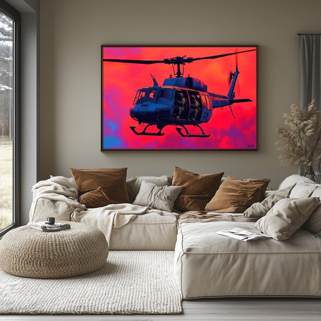 Popkonst Militärhelikopter - Flygplansscen Poster (Skapare uppladdad)