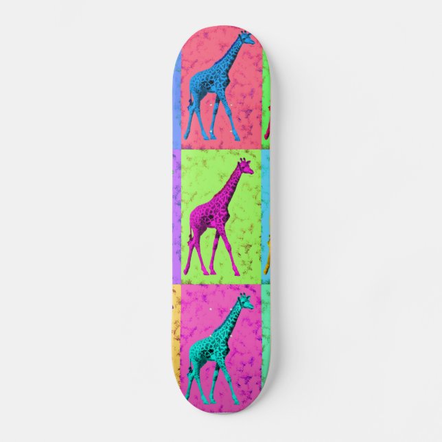 Popkonst Popart som går giraffMång--Färg Skateboard Bräda 21,5 Cm (Framsida)