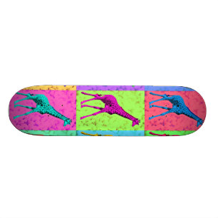 Popkonst Popart som går giraffMång--Färg Skateboard Bräda 21,5 Cm