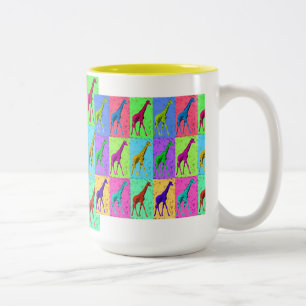 Popkonst Popart som går giraffMång--Färg Två-Tonad Mugg