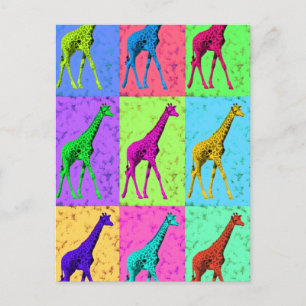 Popkonst Popart som går giraffMång--Färg Vykort