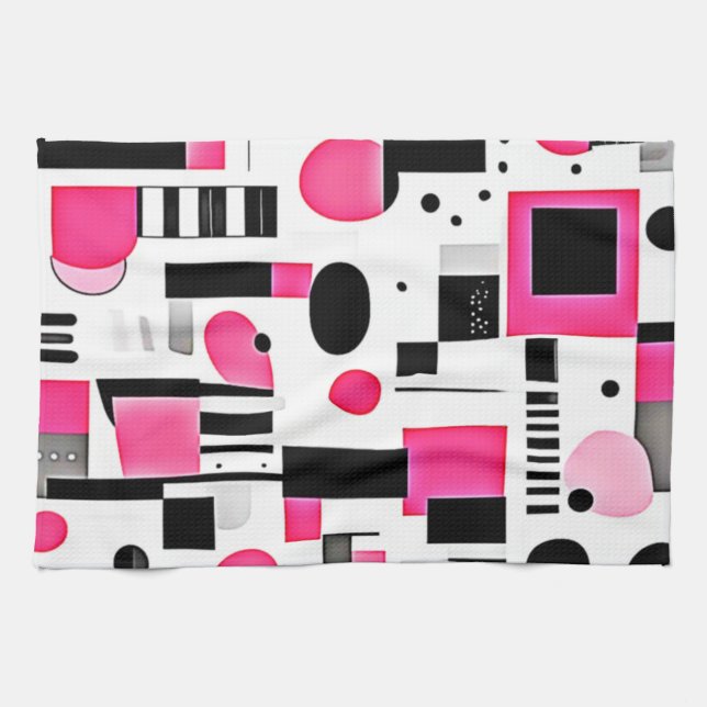 Popkonst Rosa Geometrisk Design Kökshandduk (Horisontell)