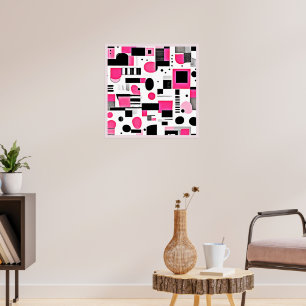 Popkonst Rosa Geometrisk Design Poster