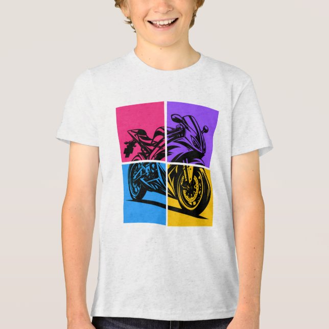 Popkonst sportmotorcykel t shirt (Framsida)