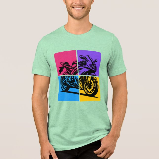 Popkonst sportmotorcykel t shirt (Framsida)
