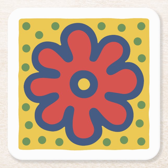 Popkonstblomma Underlägg Papper Kvadrat (Framsidan)